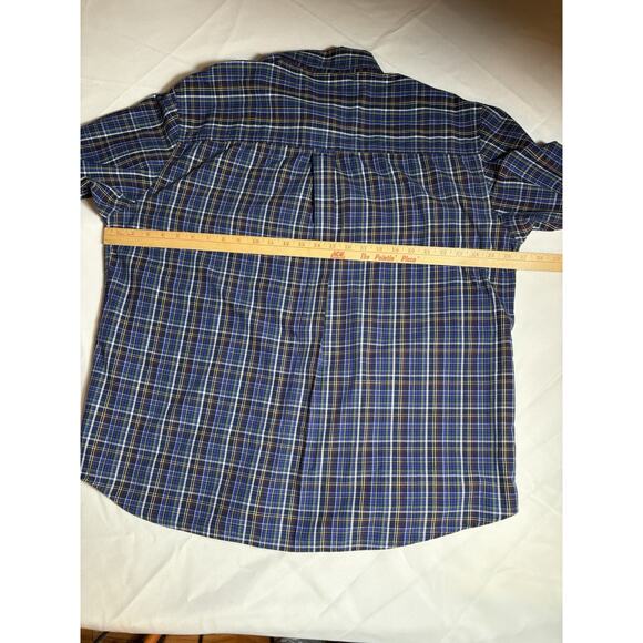 Chaps Shirt Men's 2XLT Long Sleeve Button Down Stretch Easy Care Blue Plaid - Picture 13 of 16